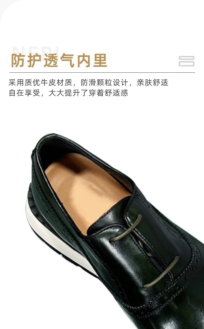 Spring Casual Shoes Men's Genuine Leather Anti - skid Sports Shoes Outdoor Walking Shoes Classic Pointed Breathable Leather Shoes - Kenner House Emporium