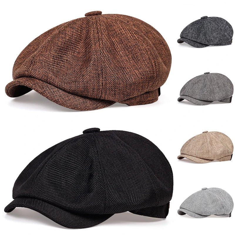 Men Casual Newsboy Hat Spring Autumn Retro Beret Hats Wild Casual Hats Unisex Wild Octagonal Cap for Men Street Caps Gorras - Kenner House Emporium