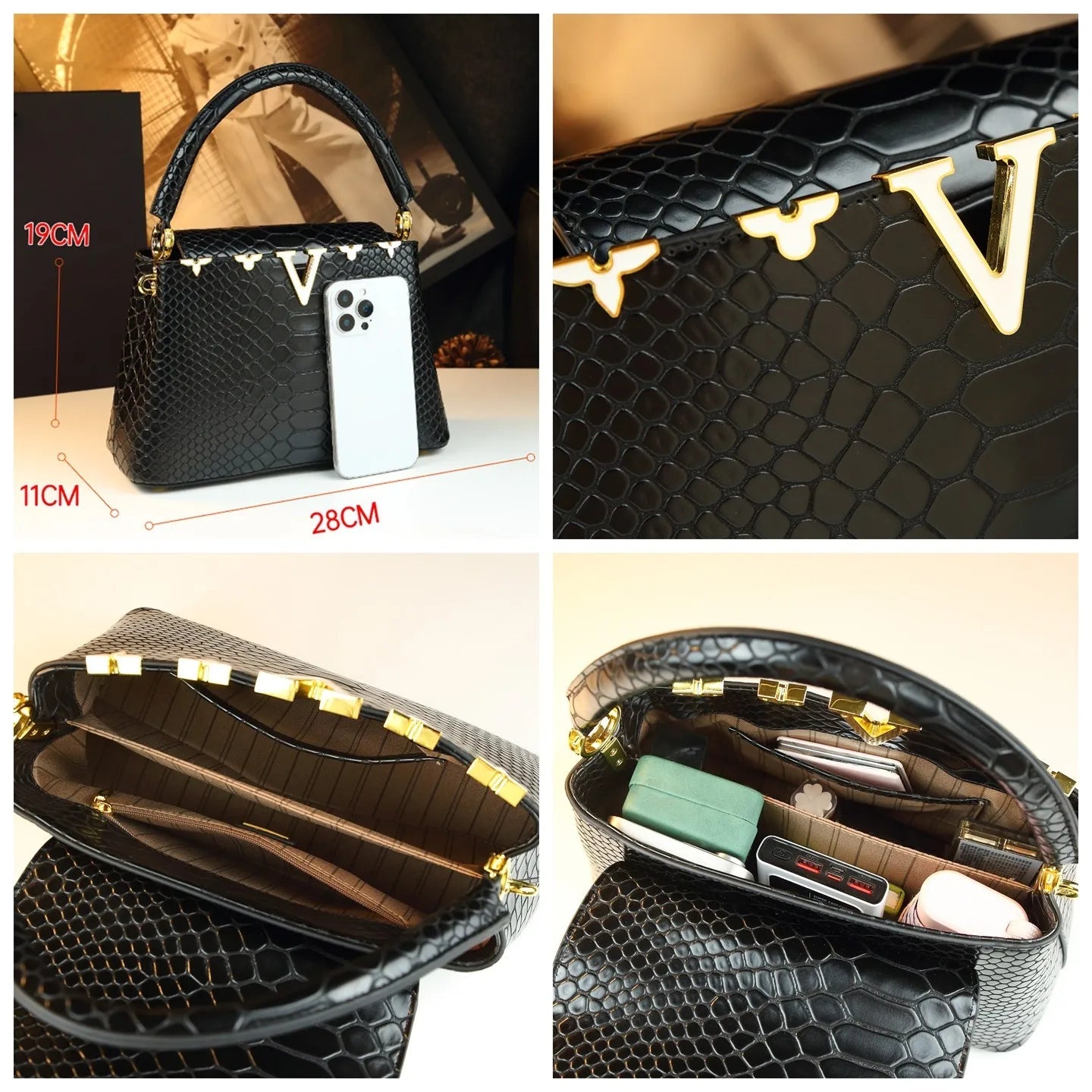fashionable and versatile handbag with a high - end feel. It's a niche bag for middle - aged moms to carry diagonally - Kenner House Emporium