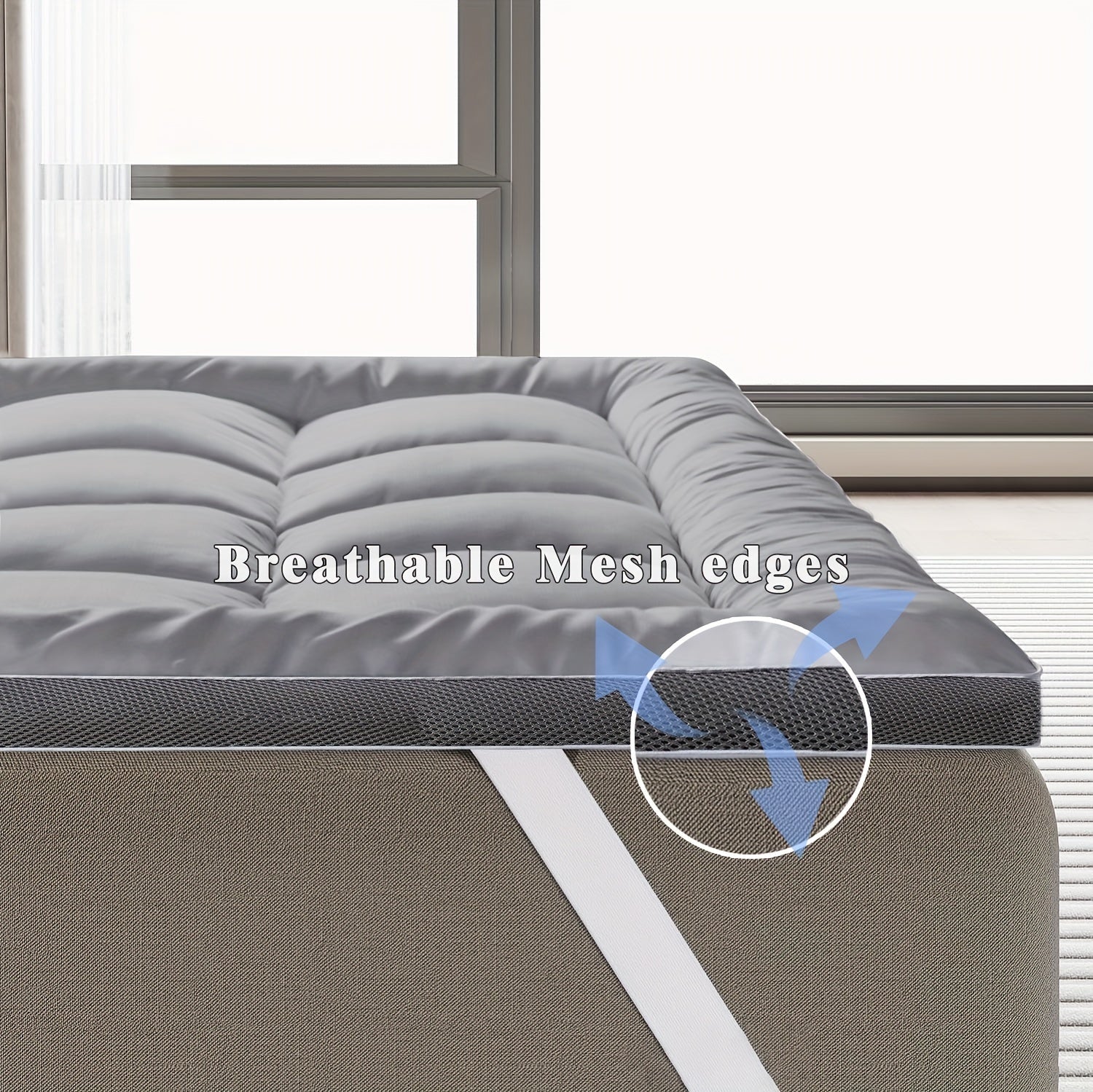 1pc Extra Thick Mattress Topper, Air Flow Quilted Fitted Mattress Pad for Back Pain, Super Breathable Mattress Pad Cover with Strong Elastic Bands fits up to 21 - inch, Extra Soft Pillow Top Mattress Topper Overfilled with Prem - Kenner House Emporium