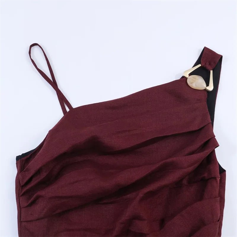 Women's Dress 2026 New Fashion Spring Summer Linen Asymmetric Midi Dress for Women Casual Chic Personality Dress - Kenner House Emporium