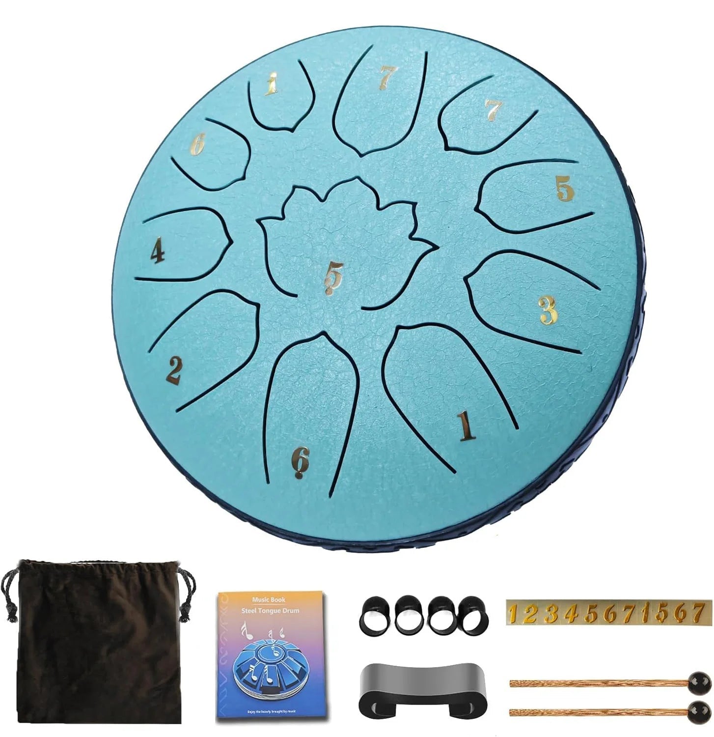 Steel Tongue Drum 6 Inch 11 Notes, Glucophone Ethereal Music Drum Percussion instrument for Yoga Meditation - Kenner House Emporium