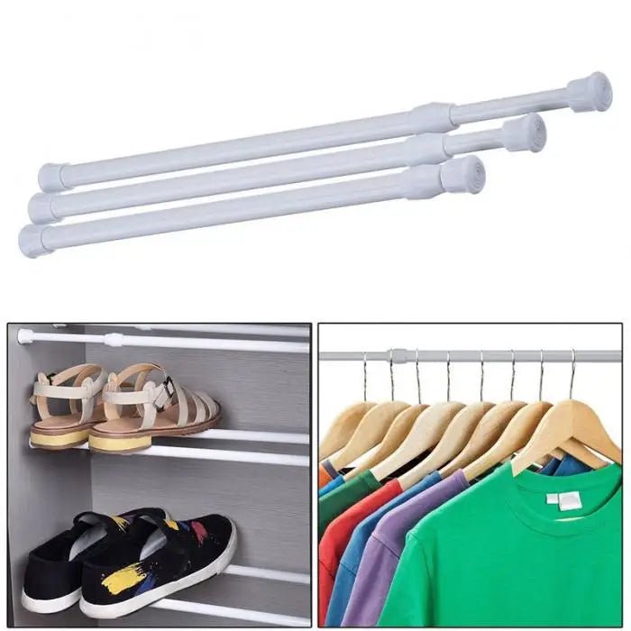 Adjustable Curtain Rod Without Drilling Metal Spring Loaded Bathroom Bar Shower Extendable Telescopic PolesHanging Rods 32 - 90cm - Kenner House Emporium