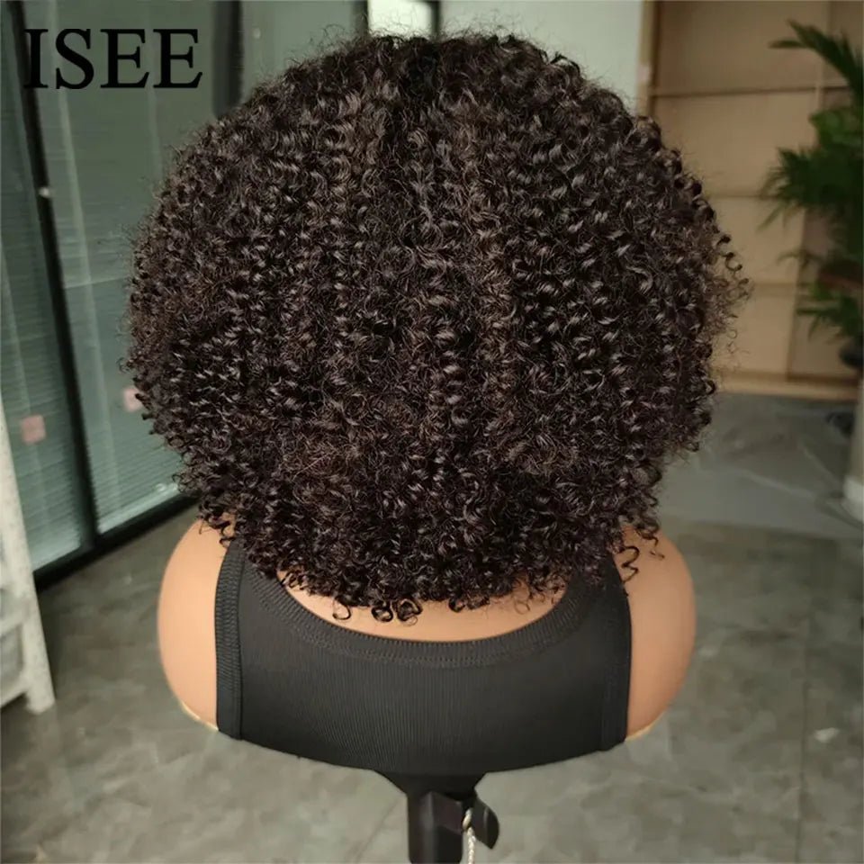 Glueless Bob Wig ISEE Hair Wear And Go Kinky Curly Lace Front Wig Human Hair Short Deep Curly Wigs PrePlucked Human Wigs - Kenner House Emporium