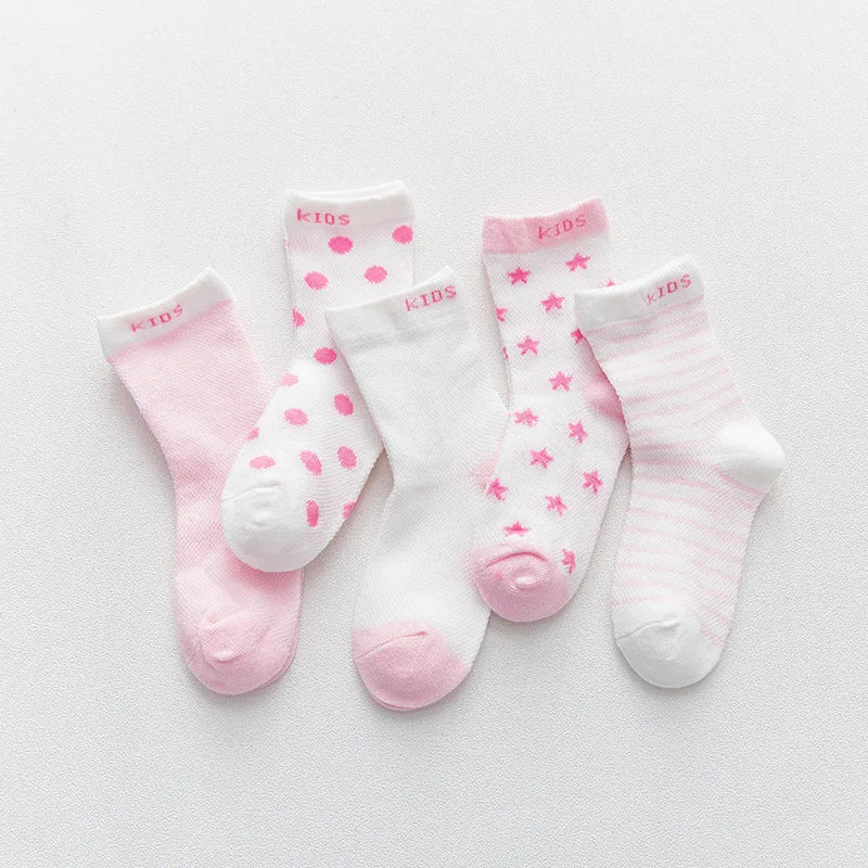 5 Pairs/lot 0 to 7 Years Spring Summer Thin Mesh Socks For Girls Boys Cute Animal Children's Thin Sock Baby Newborn Short Socks - Kenner House Emporium