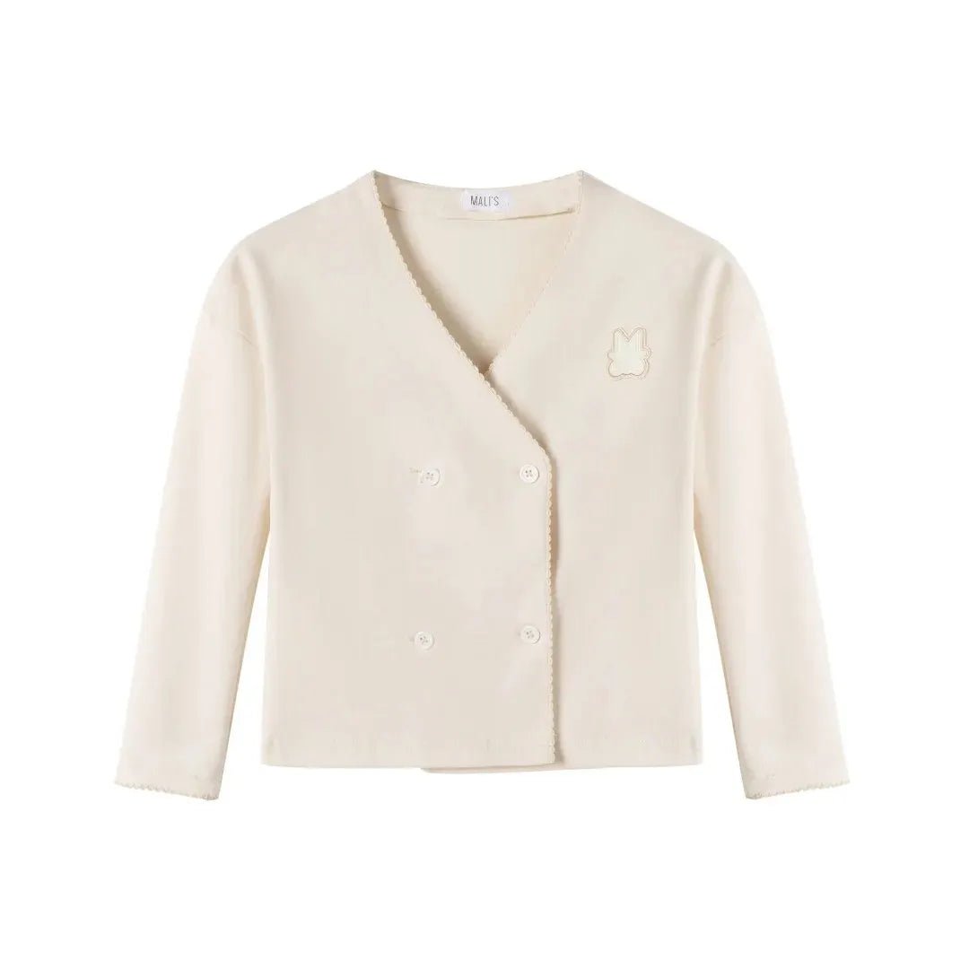 Elegant Cardigan Children Girl Coats Tops 2026 Spring Summer Thin Fashion Kids Girls Jacket Blazer V - Neck Long Sleeves Clothing - Kenner House Emporium