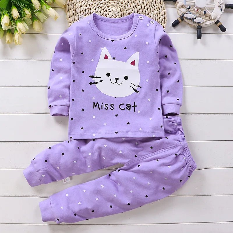Cotton baby girl clothing winter newborn baby clothing set 2 sets of spring children's pajamas 0 - 5 year old baby cartoon casual - Kenner House Emporium