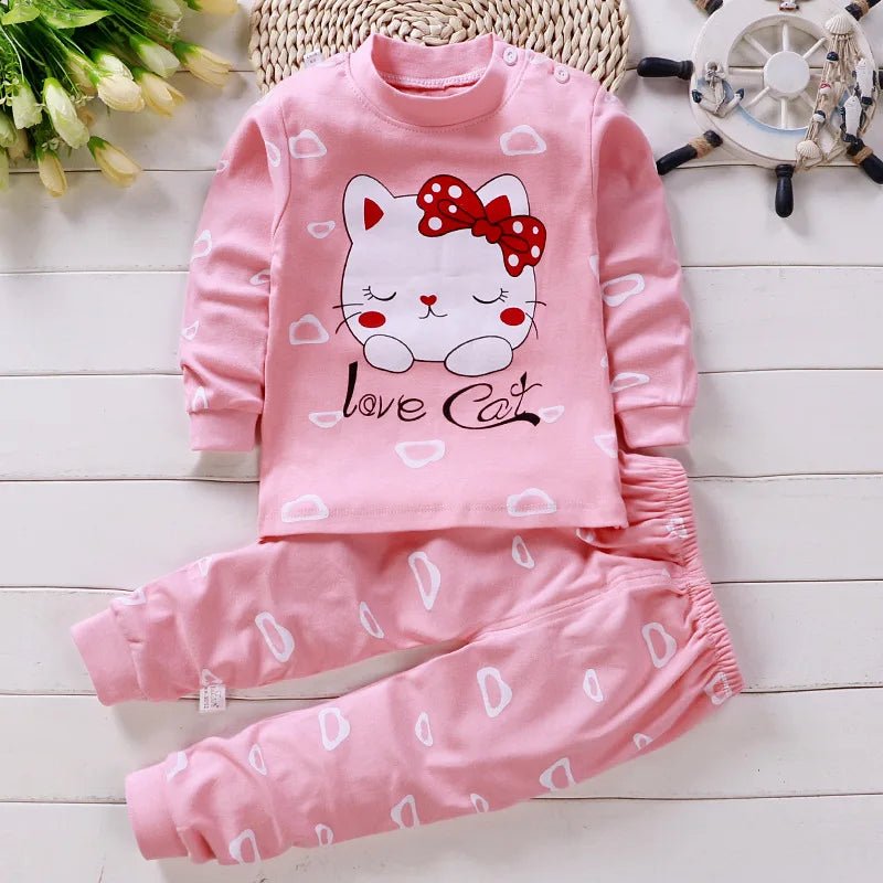 Cotton baby girl clothing winter newborn baby clothing set 2 sets of spring children's pajamas 0 - 5 year old baby cartoon casual - Kenner House Emporium