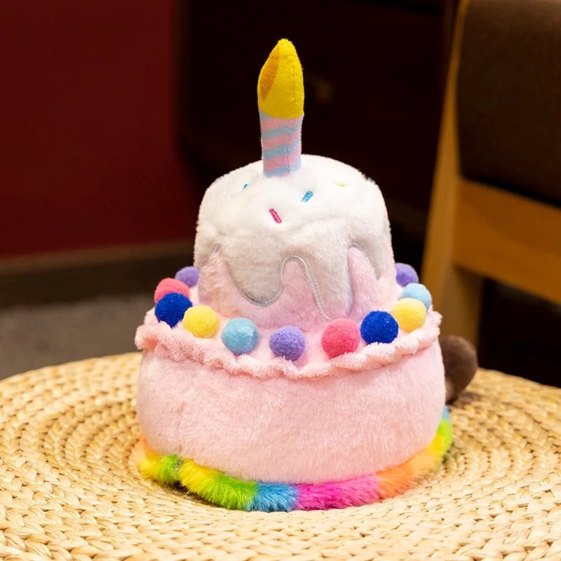 Cartoon Anime Kawaii Pink Rainbow Strawberry Cotton Candy Cake Plush Toy Cute Happy Birthday Cake Dolls Children's Handmade Gift - Kenner House Emporium