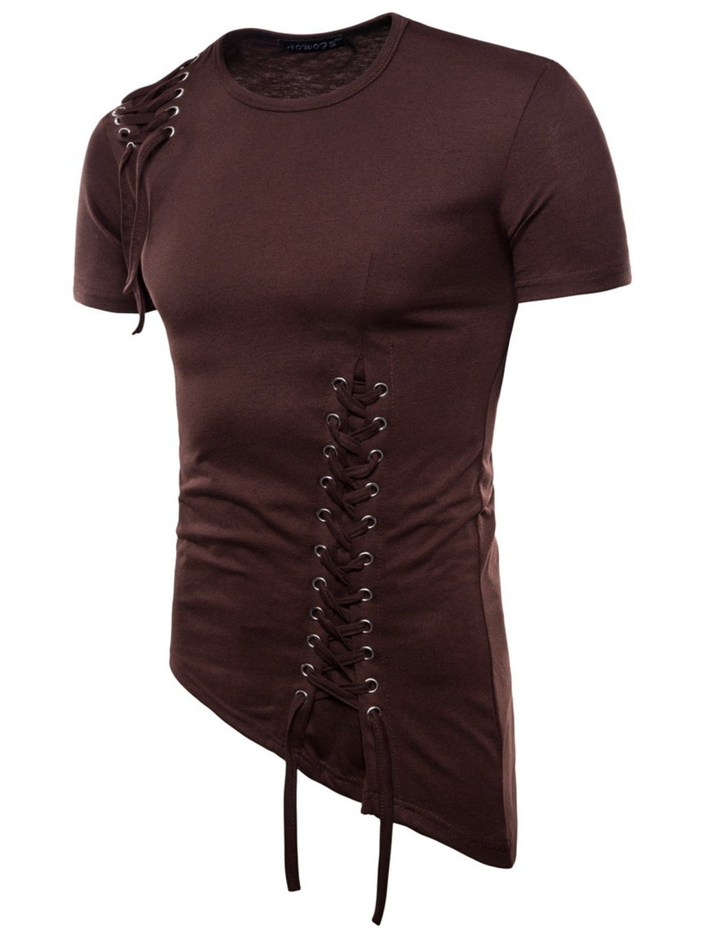 Men's Lace - Up Asymmetric Hem T-Shirt - Kenner House Emporium