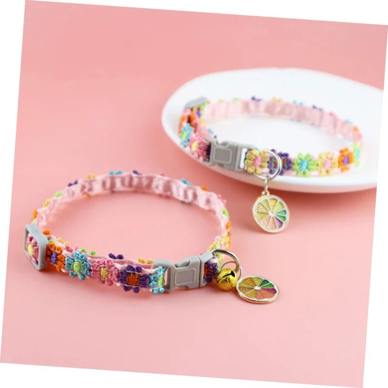 Pet Collar With Bell Cartoon Footprint Colorful Dog Puppy Kitten Collar Adjustable Safety Bell Ring Necklace Pet Accessories - Kenner House Emporium