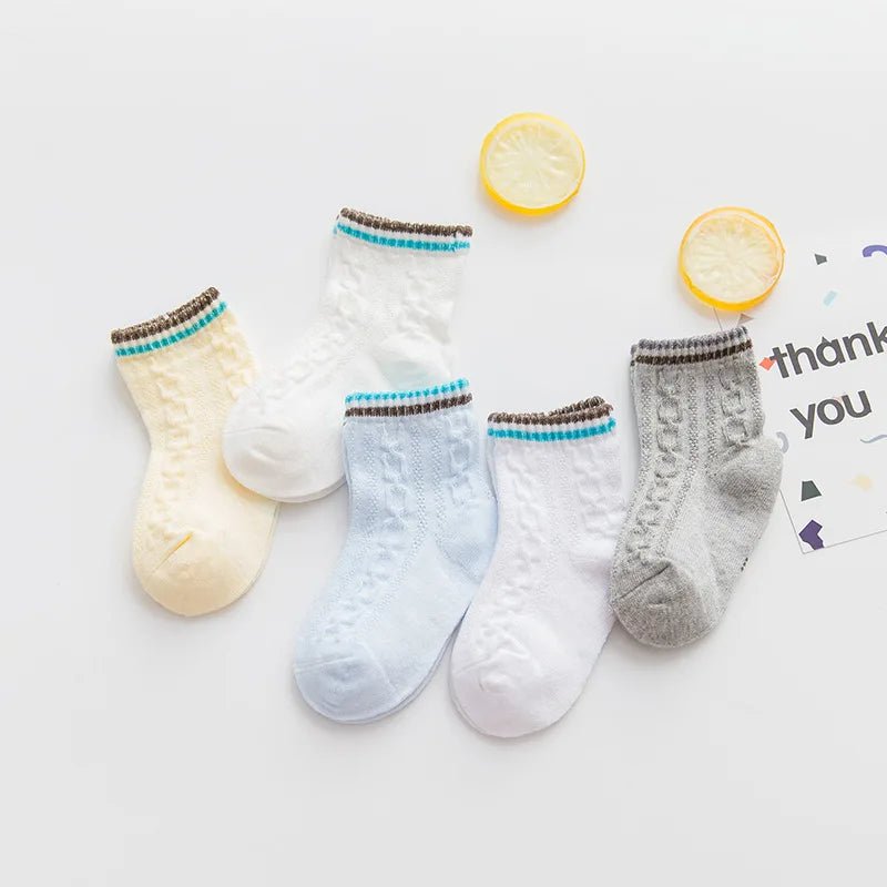 5 Pairs/lot 0 to 7 Years Spring Summer Thin Mesh Socks For Girls Boys Cute Animal Children's Thin Sock Baby Newborn Short Socks - Kenner House Emporium
